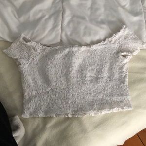 white off the shoulder crop top